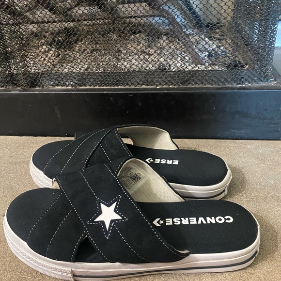 Converse Shoes - Womens Converse One Star Sandal Slip Black/Egret/White SZ 9.5 Leather worn 1x